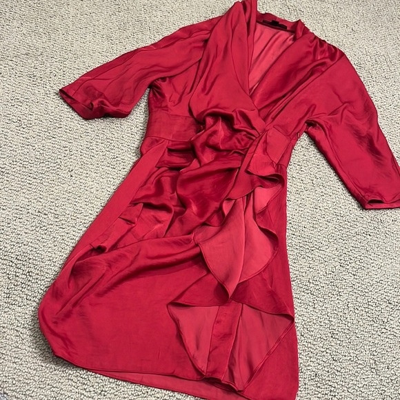 all saints raspberry silk dress  6 - Picture 3 of 8